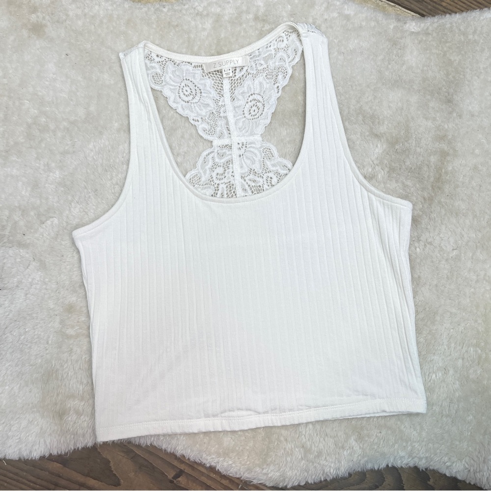 Z SUPPLY "Sneak Peek" Lace Back  Rib Tank
